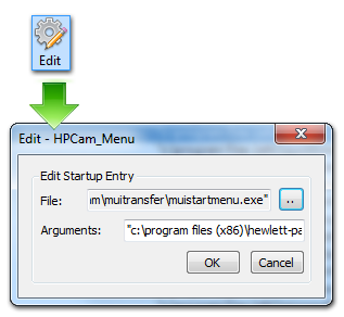 Edit Startup Item Entry